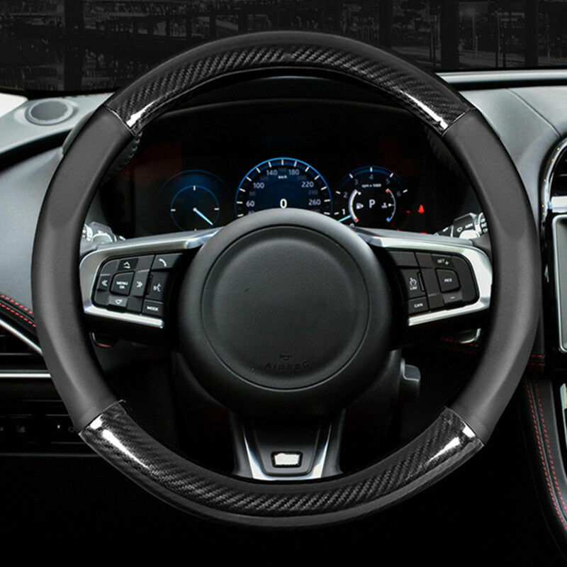 Carbon Fiber Interior Car Steering Wheel Cover Decor for Jaguar F-PACE 2016-2020