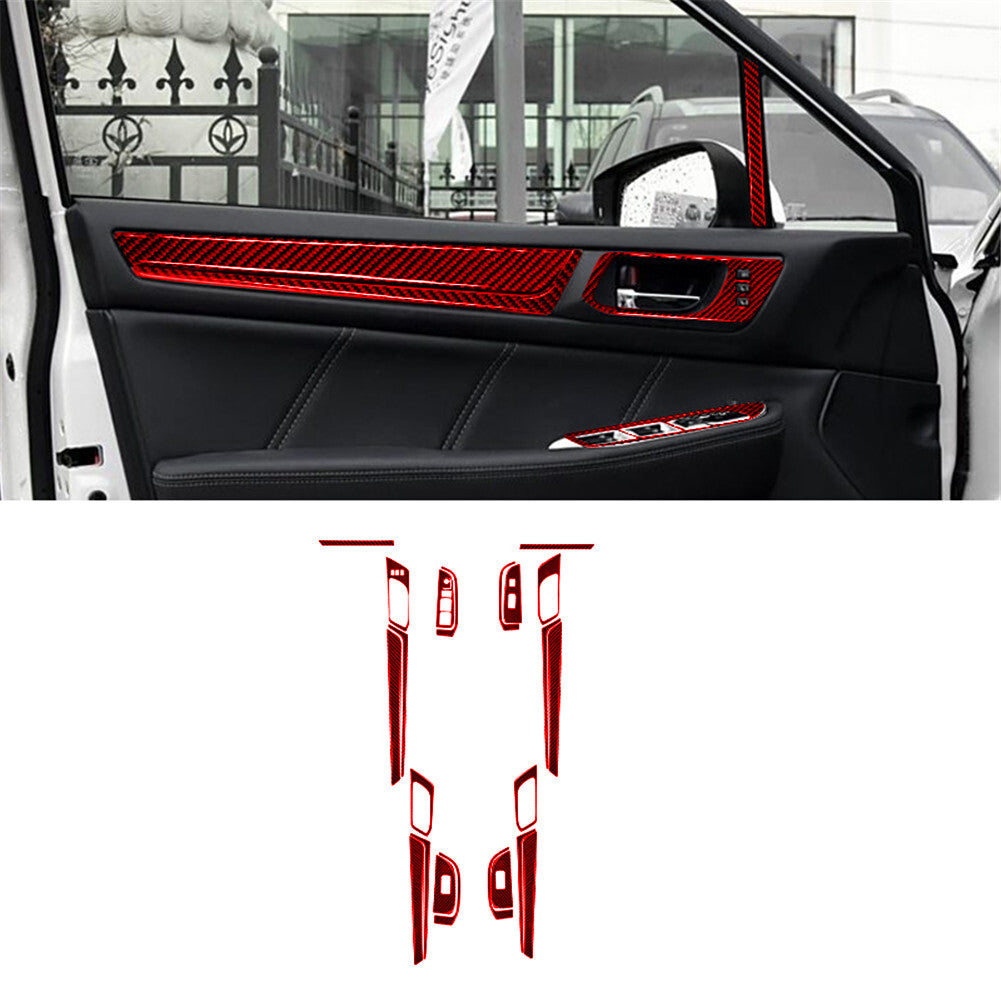 Red Carbon Fiber Interior Full Set Cover Trim for Subaru Outback Legacy 2015-17
