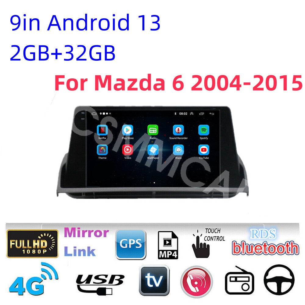 Android 13 Car Radio Stereo Player Head Unit GPS BT FM Fit for Mazda 6 2004-2015