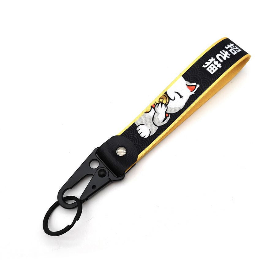 1-piece car keychain/key ring with lanyard, car accessories, Fortune Cat, suitable for Nissan .