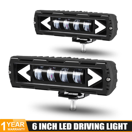 2X 6Inch 7D LED Work Light Bar Dual-color DRL Driving Fog Offroad SUV 4WD Truck