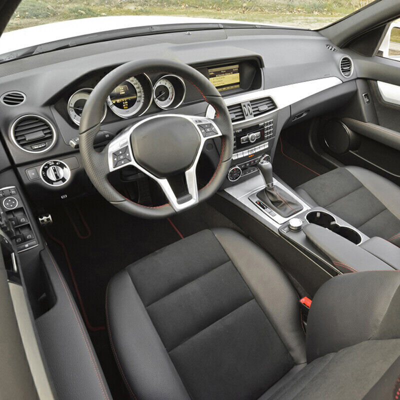 Suitable for 12-14 year old for Mercedes-Benz W204 W207 W212 C-Class silver steering wheel trim cover.