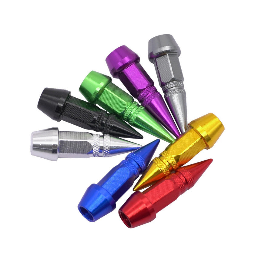 4-piece car tire valve cover rod air dust cover, premium metal, red and white, suitable for BMW .