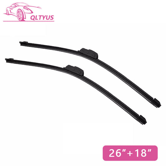 26 + 18 Front Windshield Wiper Blades J-hook Bracketless Frameless All-Seasons