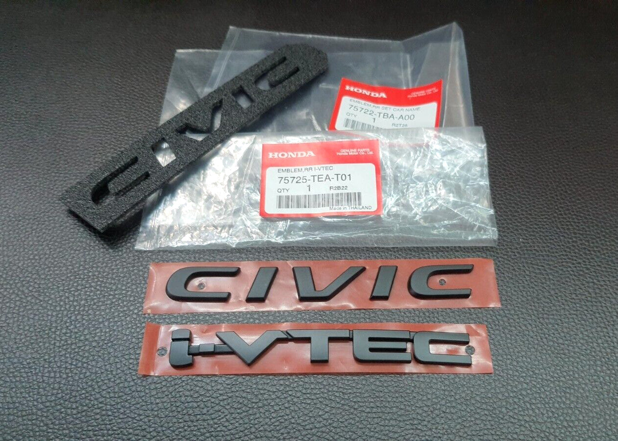 Civilian I-VTEC FC FK MATT black logo embroidered badge for rear for Honda for Civic 2015-21