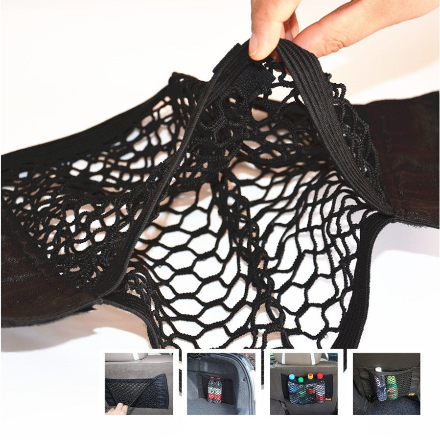16 10 inches Black Car Trunk for Seat Back Elastic String Net Storage Bag Pocket