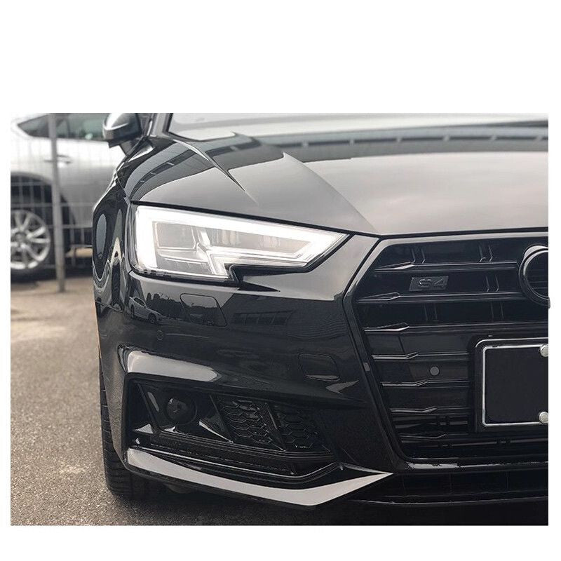 Front Bumper Fog Light Grill Cover for Audi A4 B9 S4 2017-2019 W/ ACC All Black