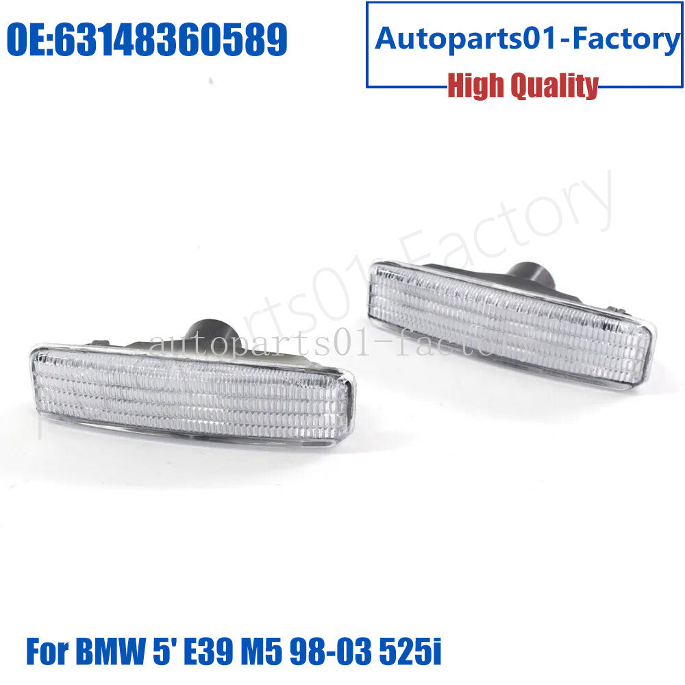 1Pair L+R Clear Turn Indicator Side Marker Lights for BMW 5' E39 M5 98-03 525i