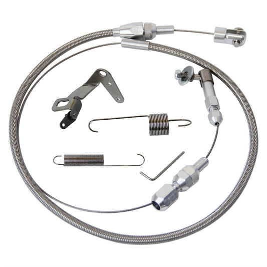 Universal Stainless Steel 36 Throttle Gas Cable  Spring Set Street Hot Rod