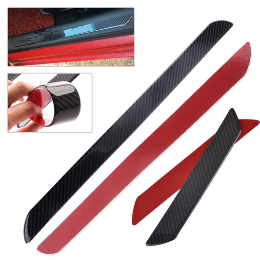 4pcs Auto Doors Welcome Pedal Carbon Fiber Sticker Anti-Scratch Protective Strip