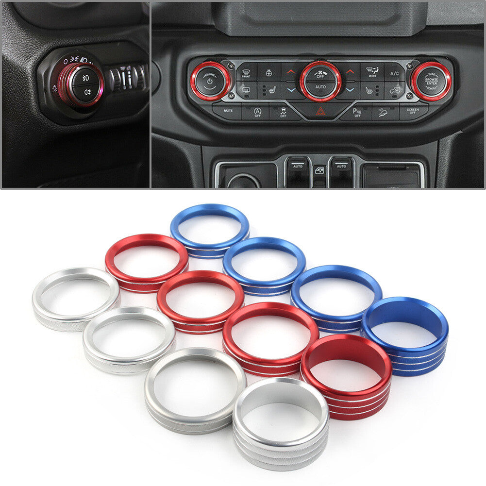 4X Air Conditioner Switch Knob Ring Cover Trim Fit 2018 19 for Jeep for Wrangler JL