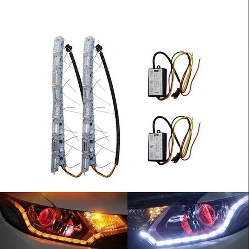 2PCS LED Strip Light DRL Daytime Running Lamp Sequential Flow Style headlights