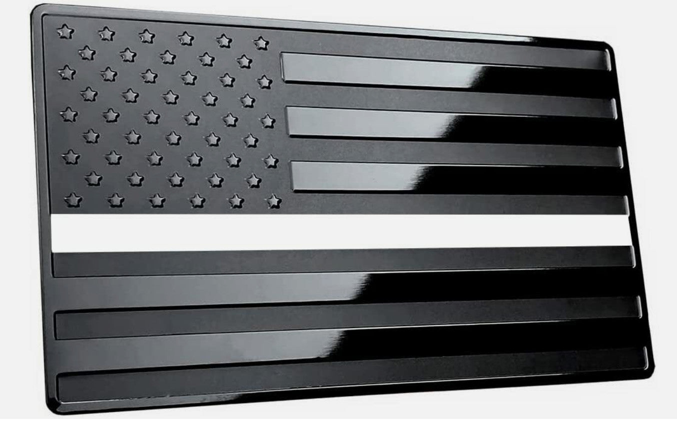 2-piece car side fender rear trunk badge, black and white American flag, suitable for Cadillacs.