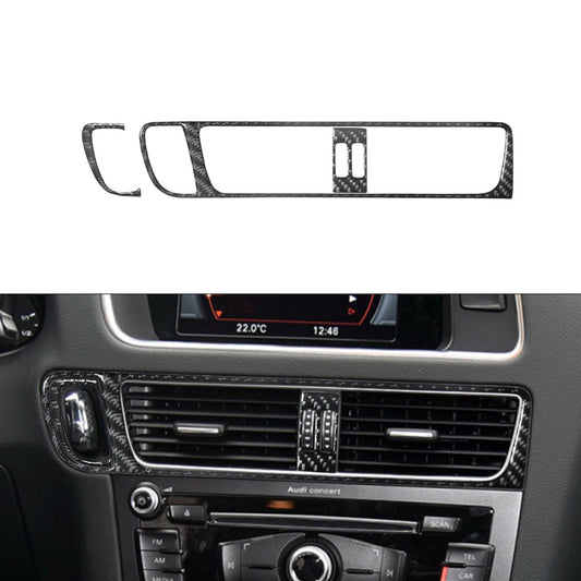 3Pcs Central Air-Con Vent Trim Cover Decor Carbon Fiber for Audi Q5 2009-2017