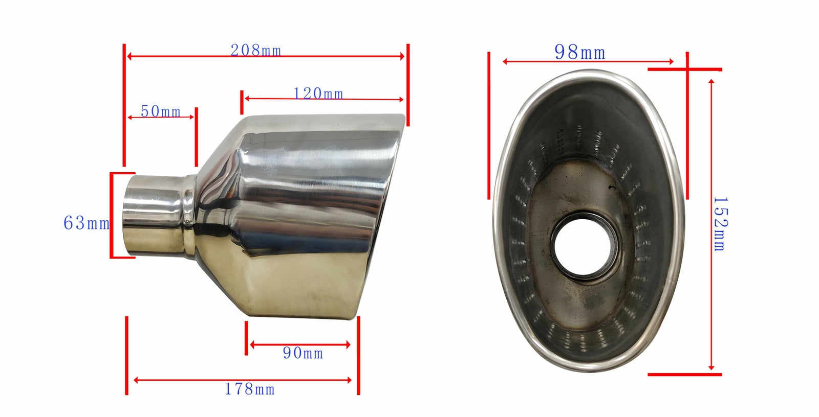 2.5 inlet Sliver Exhaust Tips Stainless Steel Slant 6 Oval for AUDI RS LOOK