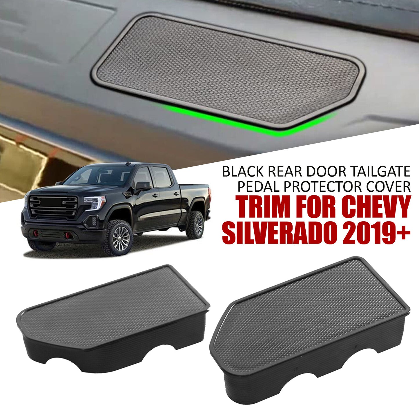 Black Rear Door Tailgate Pedal Protector Cover Trim for GMC for Sierra 2019