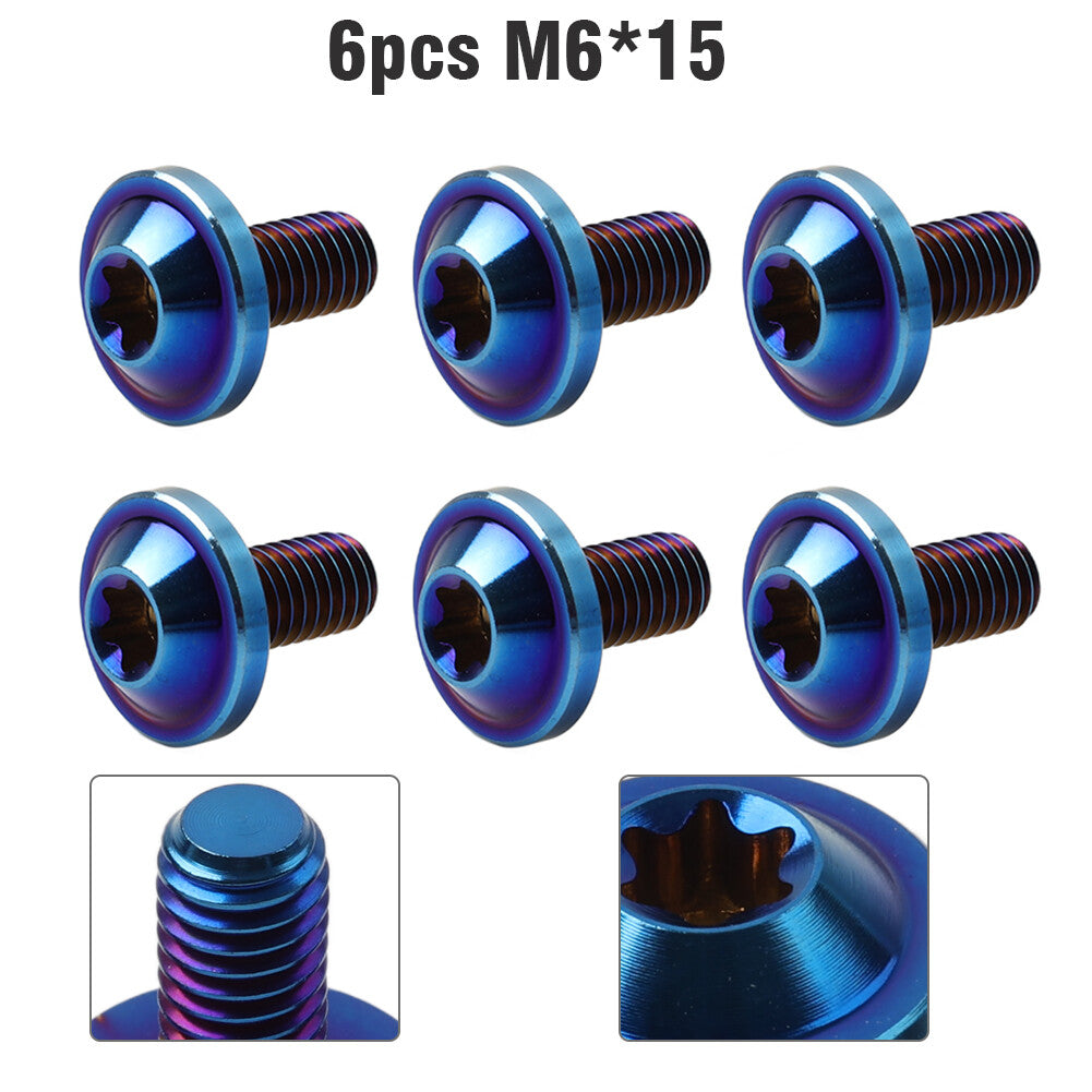 6pcs Alloy Bolts Truss Torx Head Screws M6x15mm For Bike Motorcycle