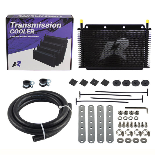 19 Row Transmission Oil Cooler Kit 11x4.2x0.75 (280x107x19mm) 3/8 Barb Black