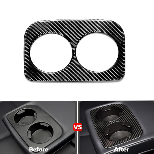 Carbon Fiber Rear for Seat Cup Holder Panel Cover Trim for Subaru Forester 2013-2018