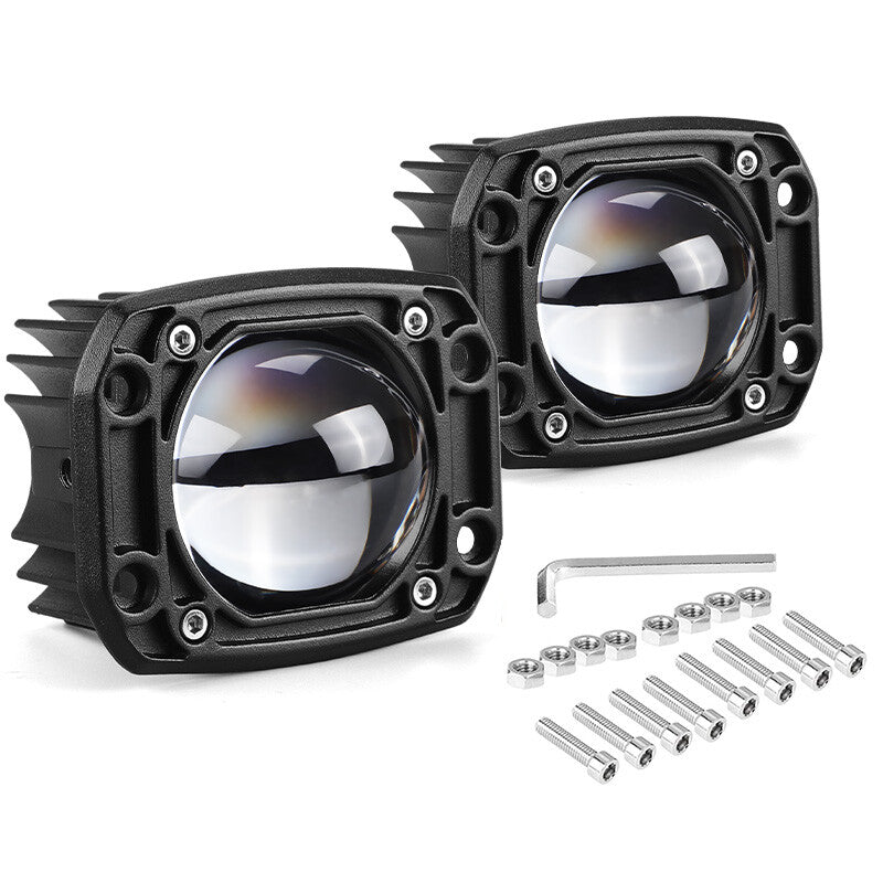 2X 3 Flush Mount LED Work Light Cube Pods Driving Spot Fog OffRoad Yellow White