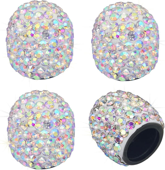 4-Piece Sparkling Tire Valve Stem Covers - Handmade Crystal Rhinestone Car Valve Stem Covers