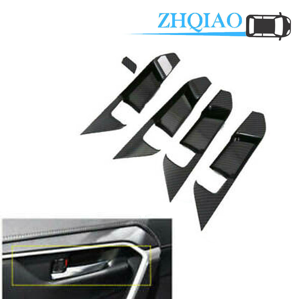 5Pcs Carbon Fiber Inner Door Handle Bowl Frame Cover Trim for Toyota RAV4 2019+