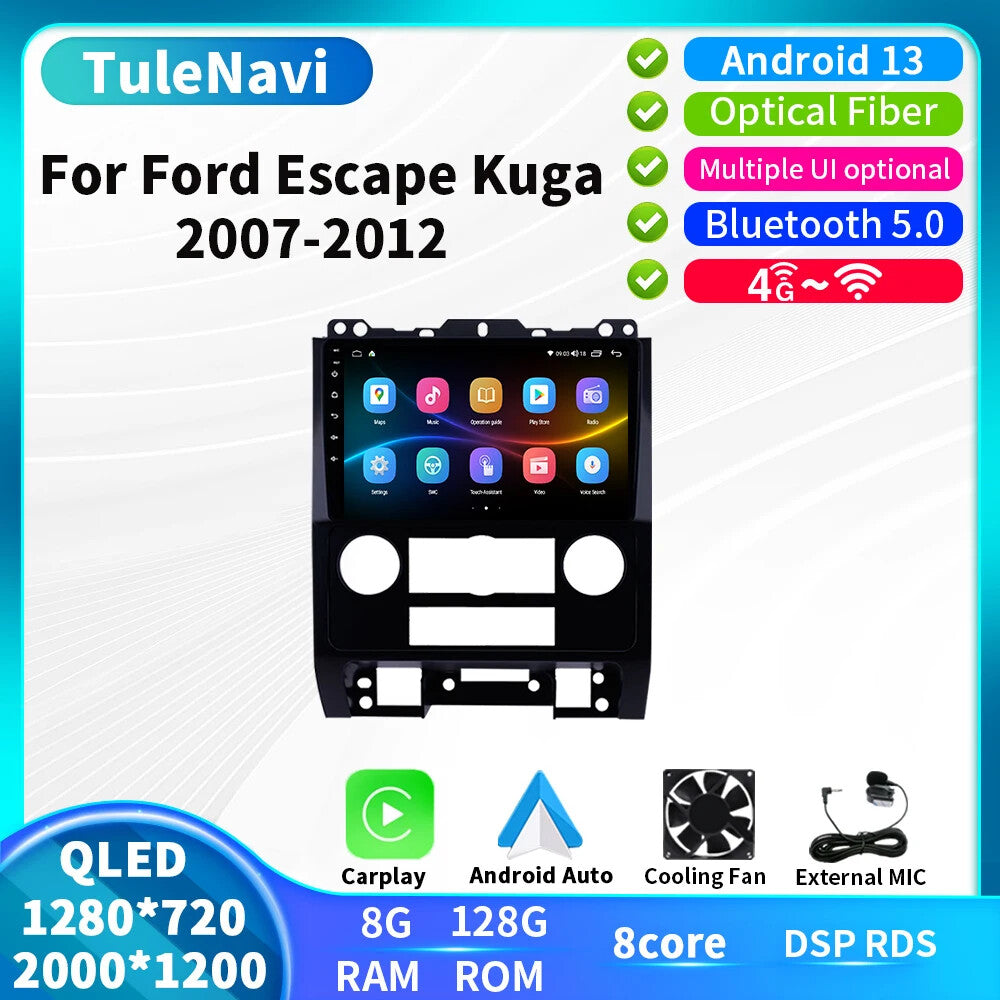 Android Auto CarPlay for Ford Escape 2007-12 Car Stereo Radio GPS Player Screen