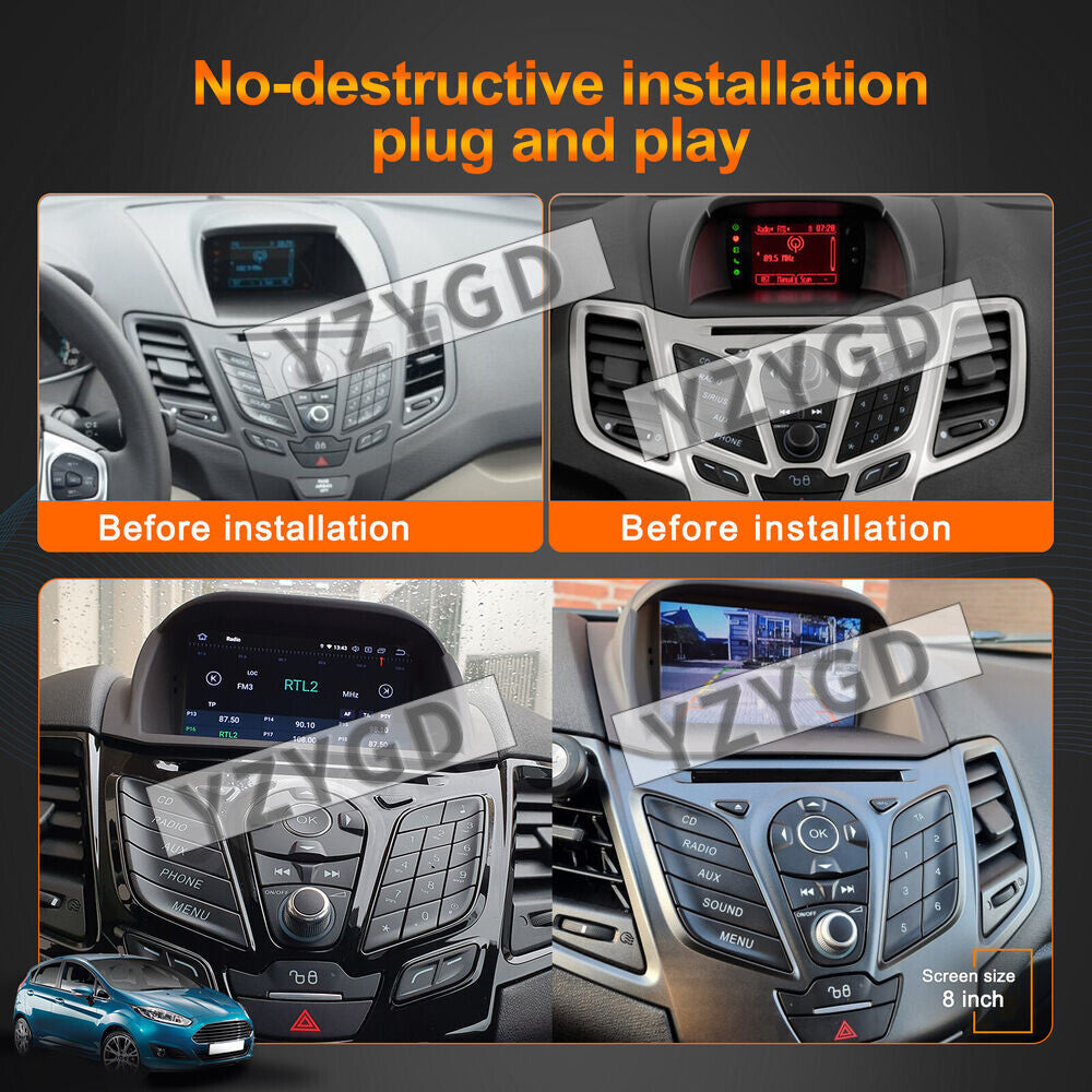 for Ford Fiesta 2009-2016 Android Car Radio Stereo Screen GPS Navigation Carplay