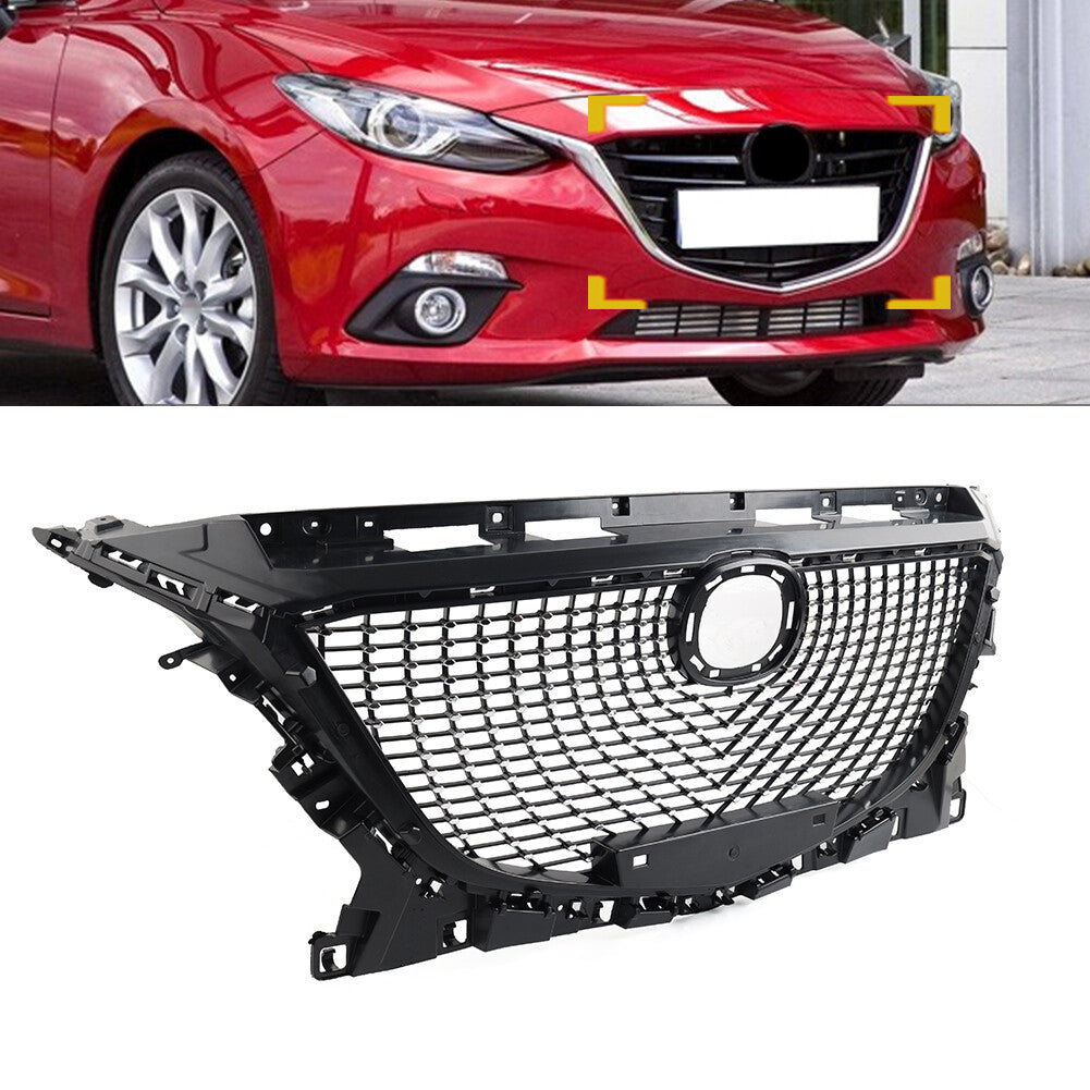 Diamond Style Front Middle Bumper Mesh Grille for Mazda 3 Axela 2014-2016