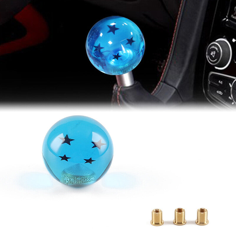 1Pc Blue Dragon Ball Shift Knob W/3 Adapter Universal Manual Transmission 4 Star