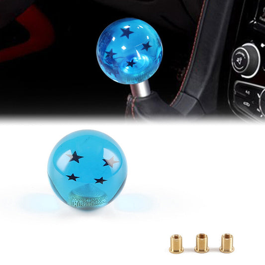 1Pc Blue Dragon Ball Shift Knob W/3 Adapter Universal Manual Transmission 4 Star