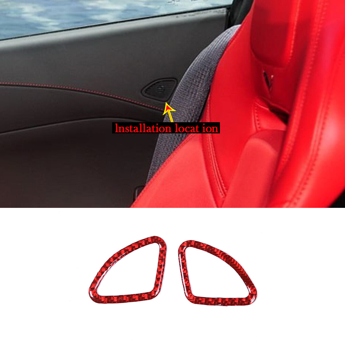 ABS Sport Red Door Lock Bottom Panel Decorative Cover for Corvette C8 2020-2023