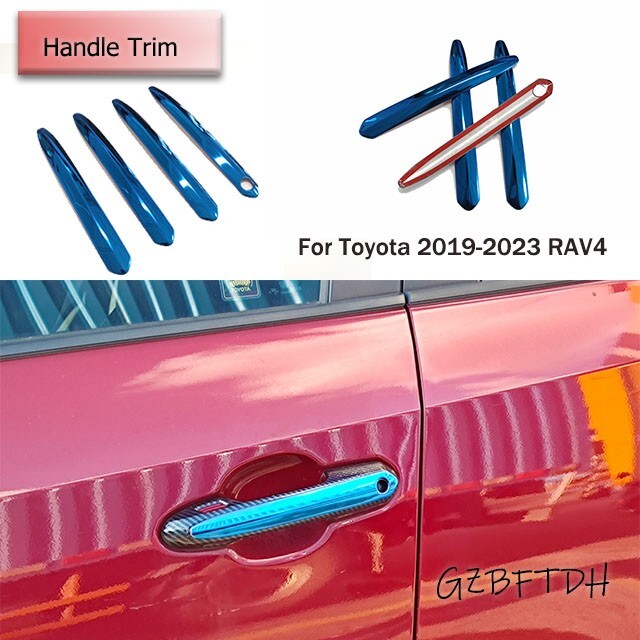 Blue Door Handle Cover With for Smart Hole for Toyota RAV4 2019-23 Car Accessories