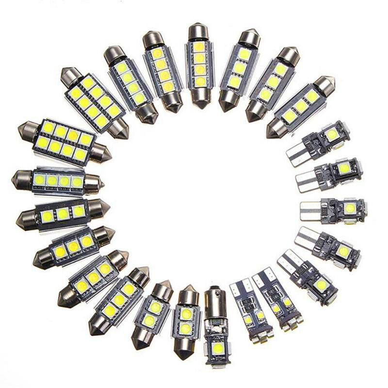 23Pcs LED T10 5050 Car Light Bulb Interior Dome Trunk License Plate Lamp White
