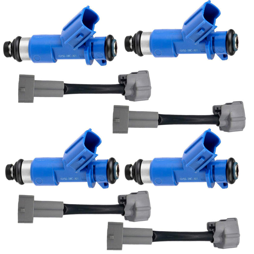 4PCS Fuel Injector with Adapters 410cc 16450-RWC-A01 Set for Honda for Acura for RDX