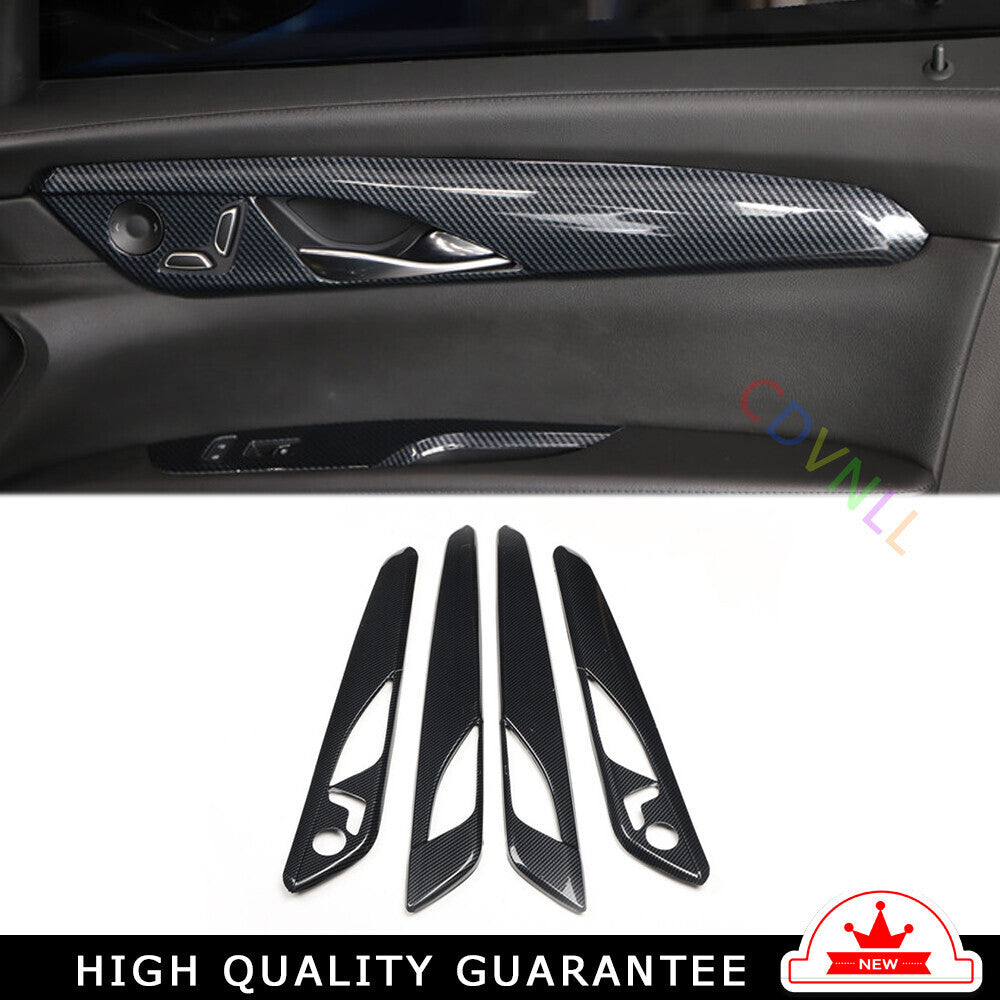 for Cadillac CT6 2016-20 ABS Carbon Fiber Interior Door Armrest Panel Strip Trim
