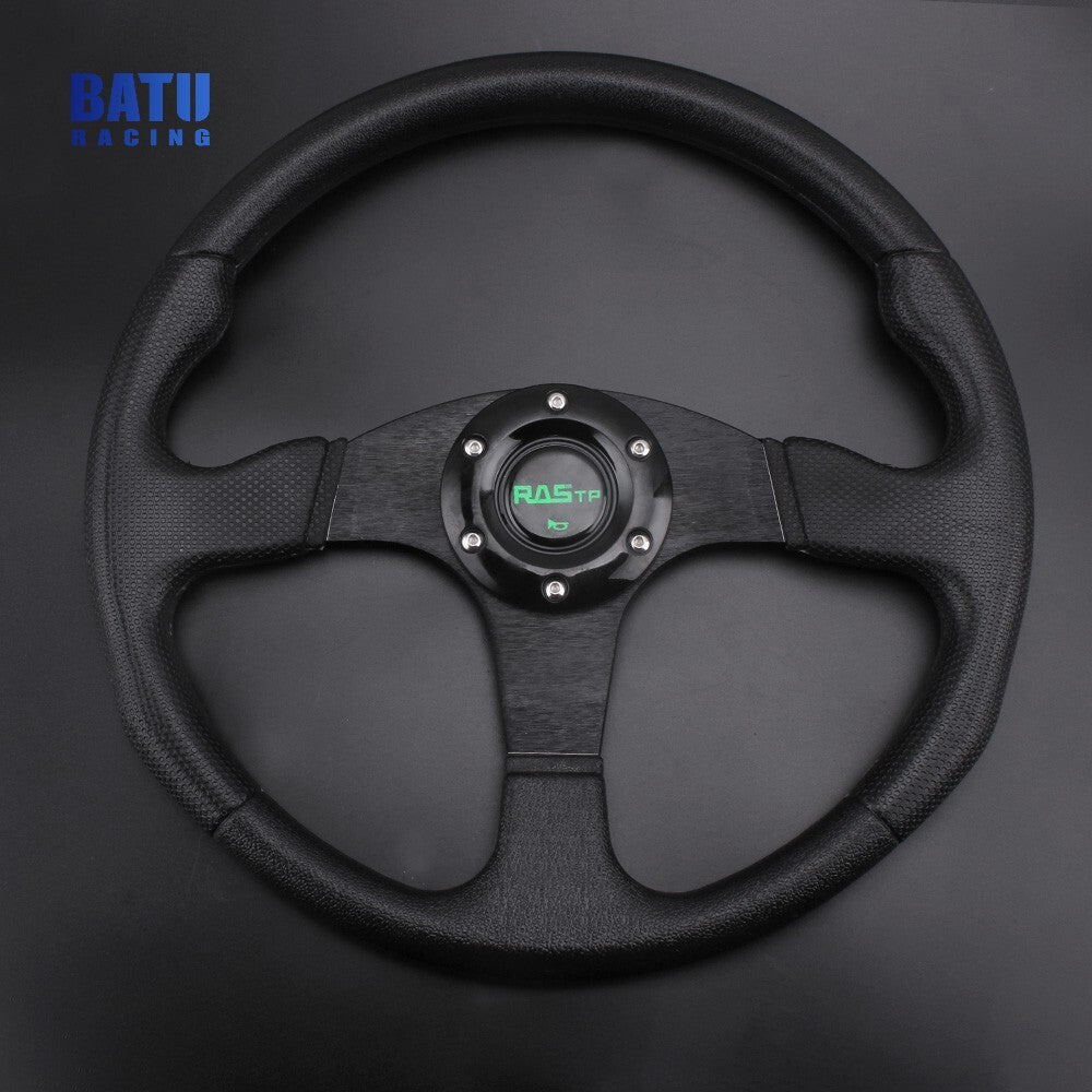 13INCH Universal Aluminum Black Steering Wheel+Horn Button for Most Cars