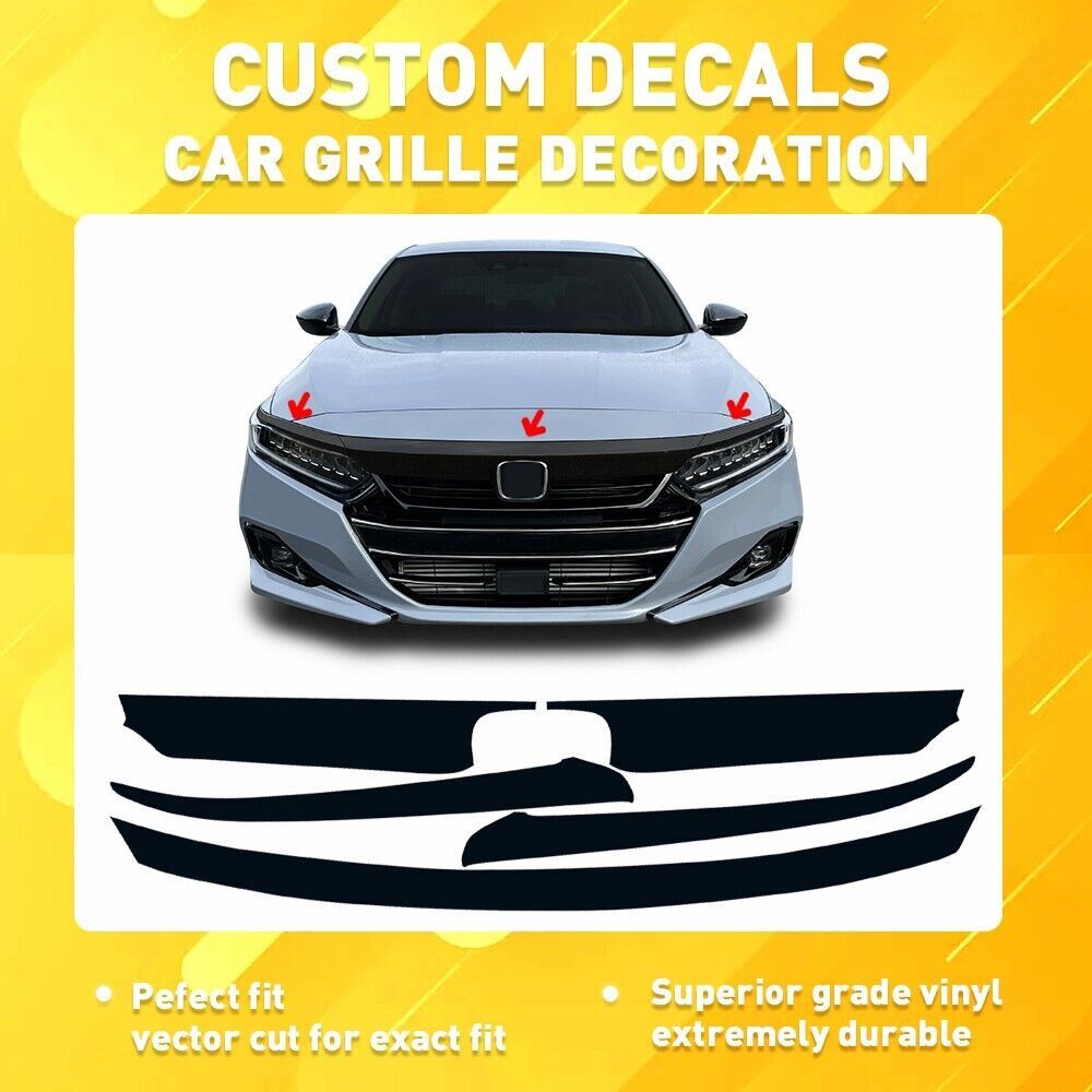 Gloss Black Fits 2021-2022 for Honda Accord Chrome Delete Front Grille Cover Trims