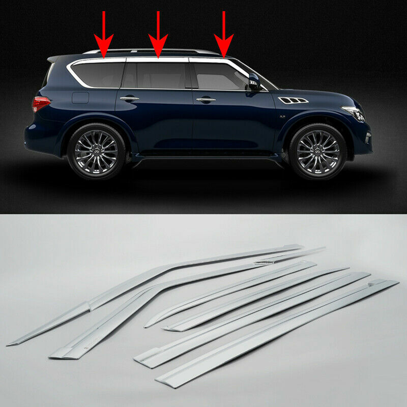 Chrome Window Visor Vent Shades Sun Rain Guard for Infiniti QX56 QX80 2010-2022