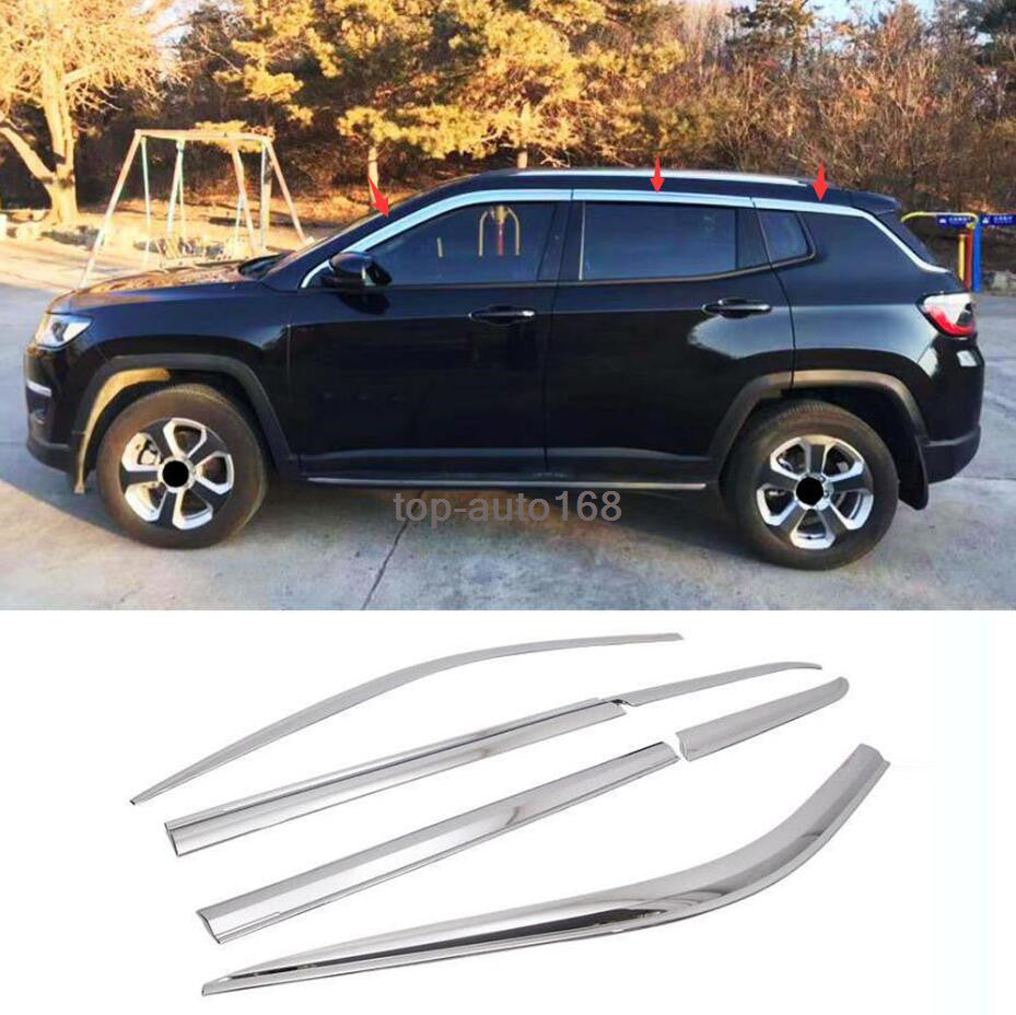 for Jeep Compass 18-24 Chrome Window Visor Vent Sun Shade Rain Guard Door Visor