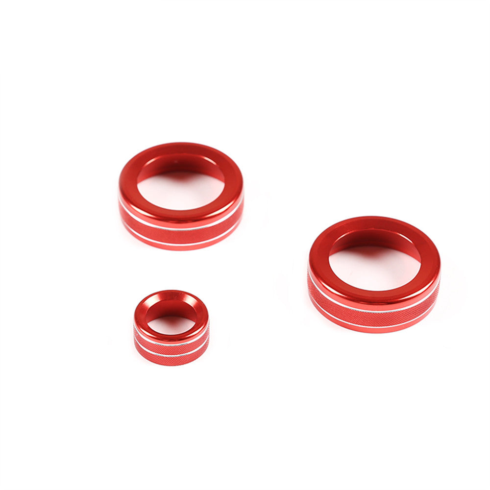 For T@yota Hilux Revo 2015+Red Alloy Air Condition /Mirror Adjust Knob Ring Trim