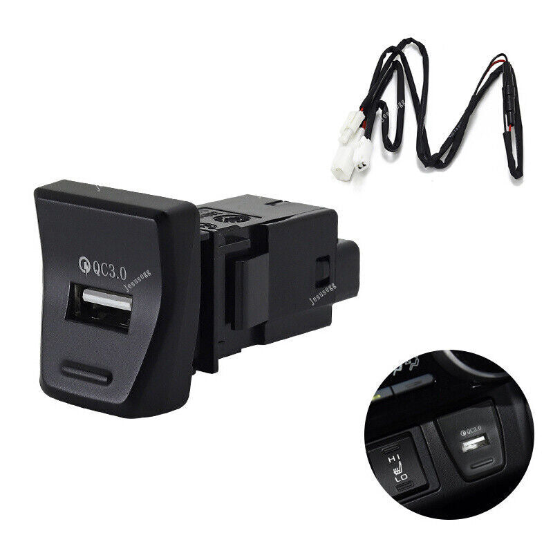 Car Interior QC3.0 AUX USB Fast Charger Switch Cable for Toyota RAV4 2019-2020