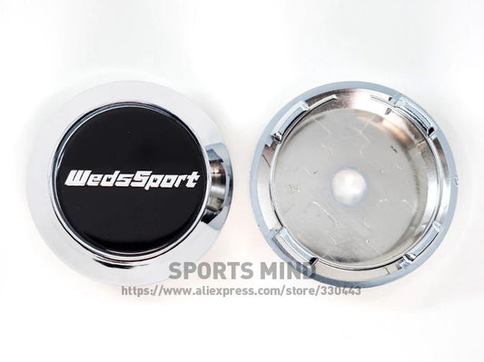 4x64mm Weds Sport Black Chrome Side Covers, Decal Badges, Wheel Center Covers, Hub Covers