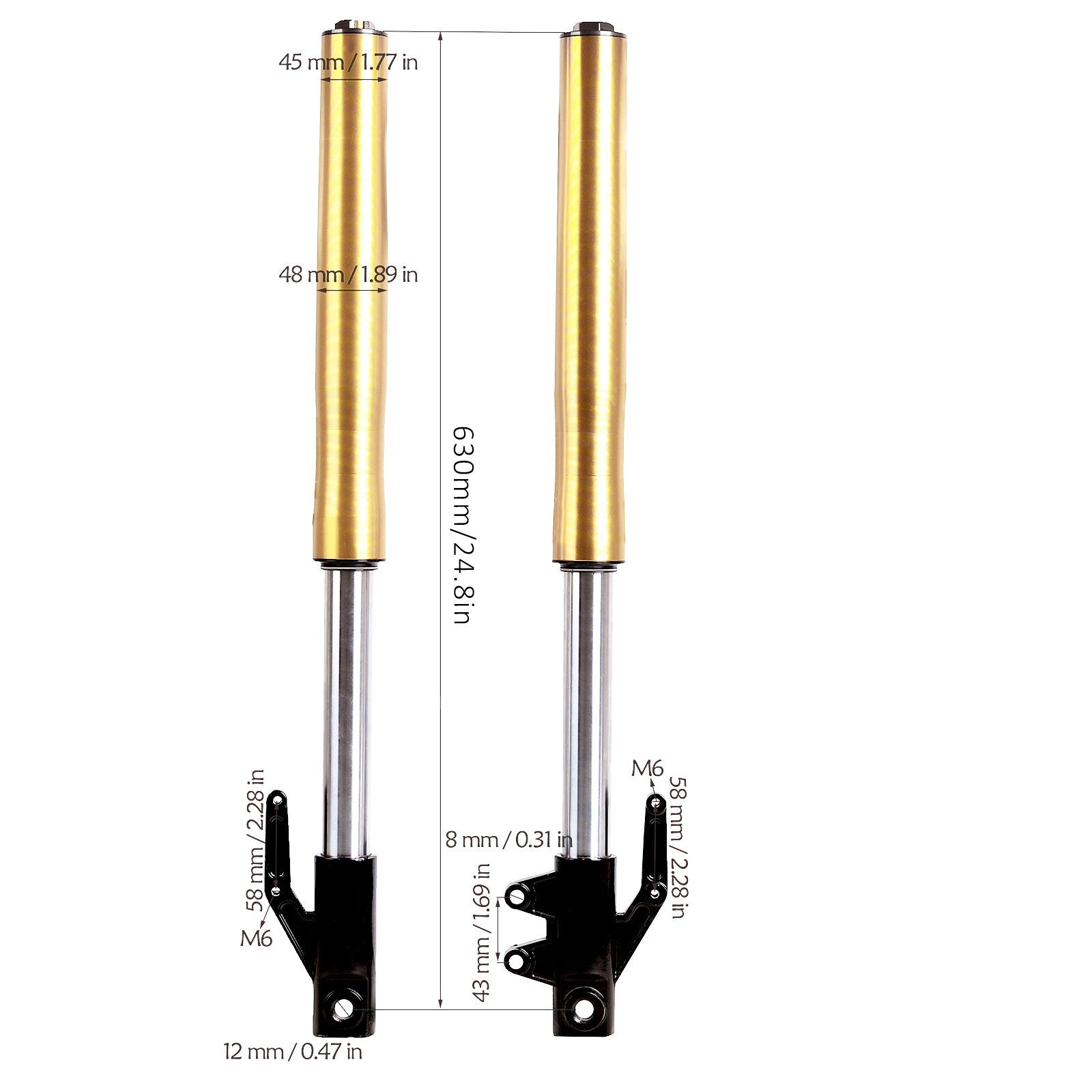 630mm front fork shock absorber suitable for 110cc and 125cc Dirt Monkey bicycles