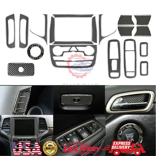 19Pc Carbon Fiber Full Interior Kit Cover Trim For 2011-2020 for Jeep Grand Cherokee
