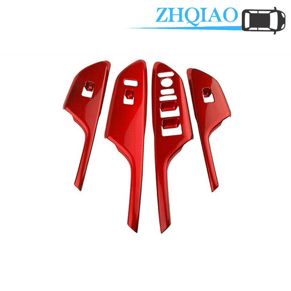 4X ABS Red Glass Window Lifting Panel Decoration for Honda for Civic 10th 2016-2020