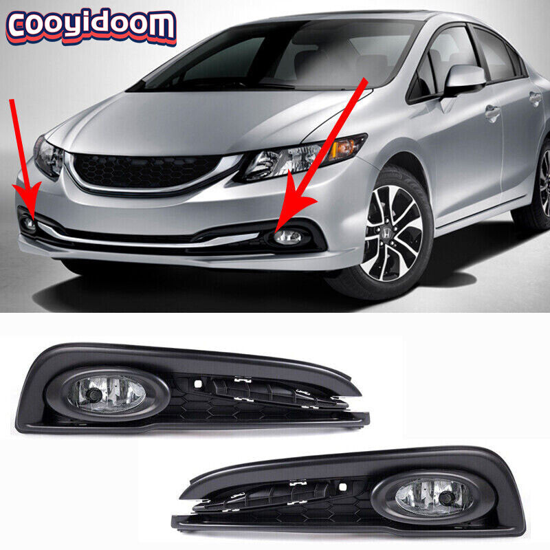 Suitable for 2013-2015 for Honda for Civic sedans, one pair of front fog light frames, fog light semi-assembled.