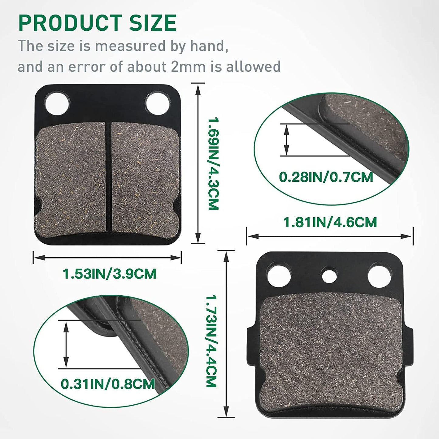 Front Rear Brake Pads for Yamaha Banshee 350 1990-2006 Warrior 350 1989-2004
