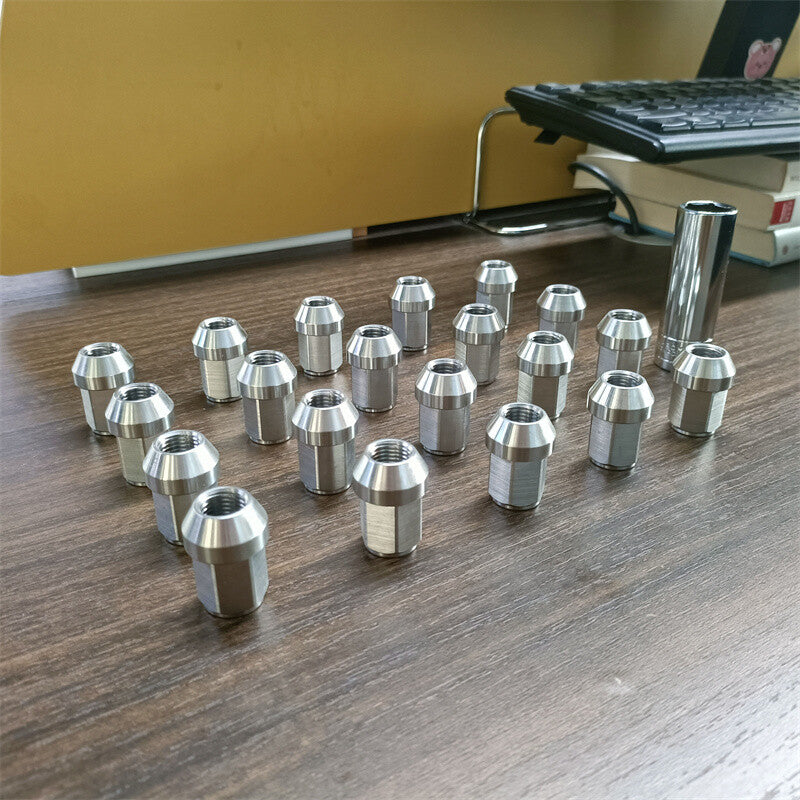 20pcs M141.5 Stainless Steel Wheel Nuts Lug Nuts Hex 19mm Length 35mm Universal