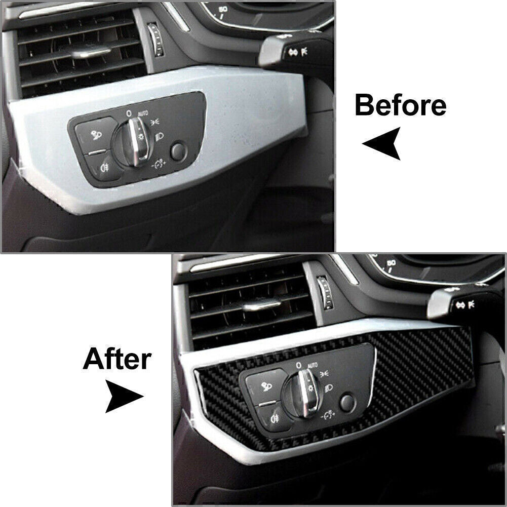 Carbon Fiber Interior Upper Air Vent Outlet Cover Trim Fit for Audi A4 B9 17-20 LHD